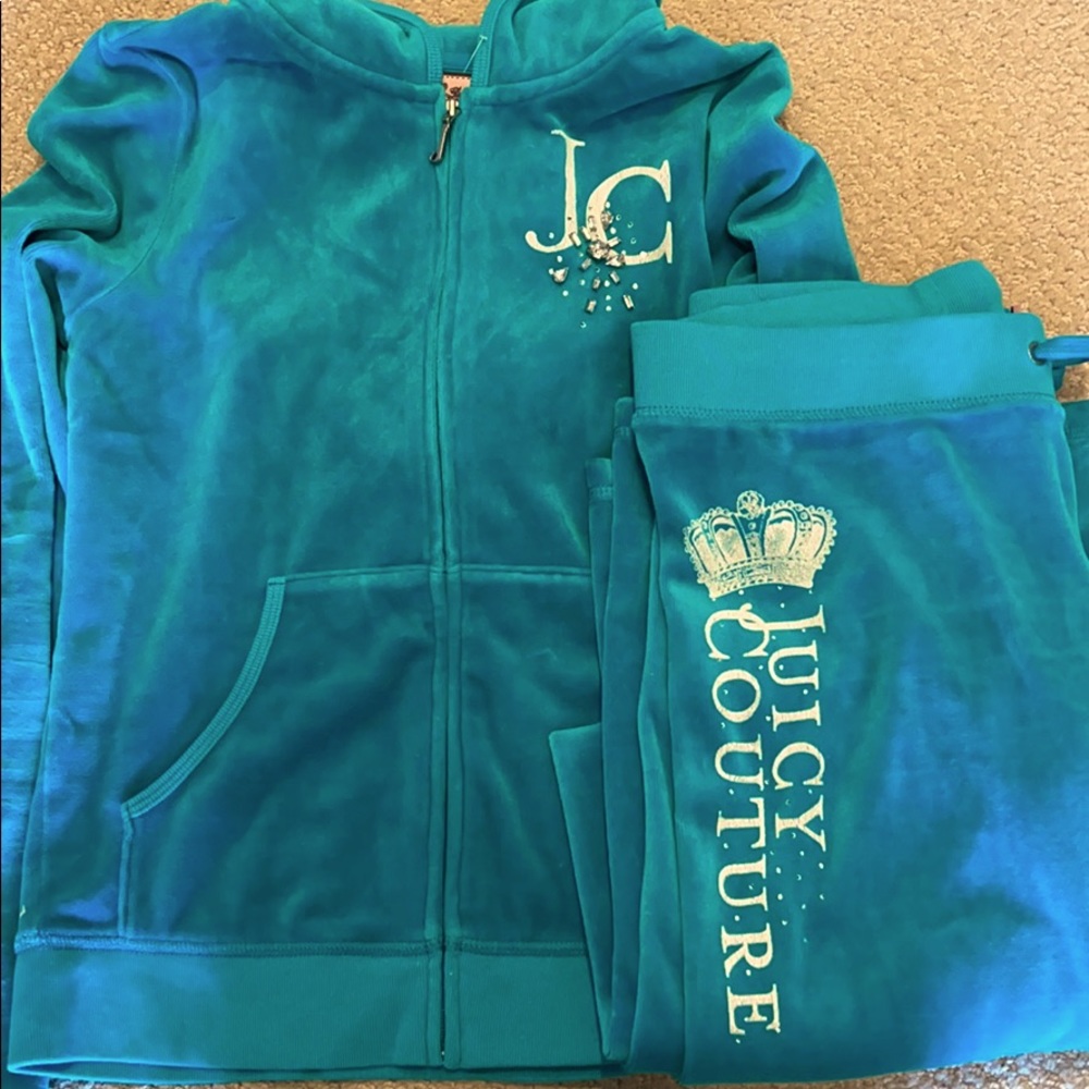 Juicy couture velour track suit with rhinestones